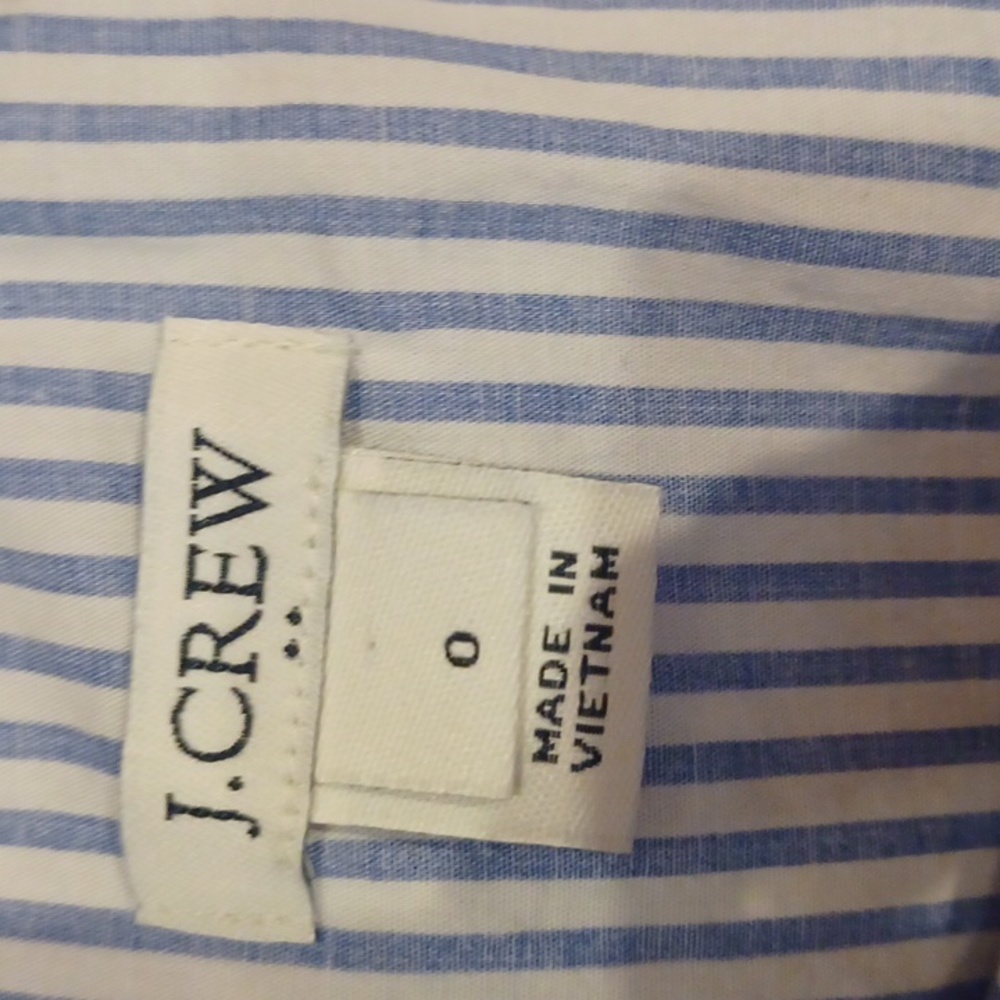 J. Crew Blue/White Striped One Shoulder Flounce Blouse - Picture 5 of 7